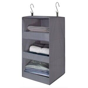 3Shelf Hanging Collapsible Organizer Shelves For Closet RV Washable Gray 29x12